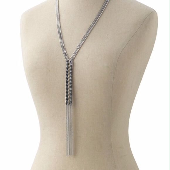 Stella & Dot Tessa Fringe Necklace – Mixed Metal Tassel Pendant - Picture 7 of 11